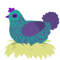 A turquoise and overcast chicken with a double-lace pattern
