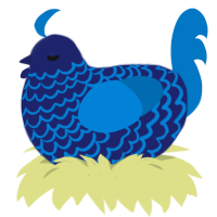 A navy and sapphire chicken with a lace pattern