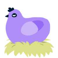 Fruit, a lilac chicken