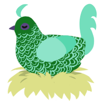 Emerald, a leaf and mint chicken with a double-lace pattern