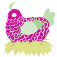 Yonryu, a fuchsia and gluppy chicken with a lace pattern