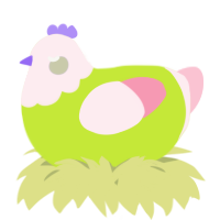 A lime and rose chicken with a head pattern