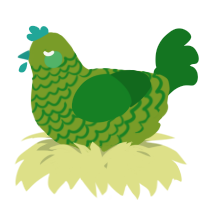 A chartreuse and leaf chicken with a lace pattern