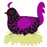 A sable and plum chicken with a speckle pattern