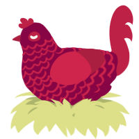 A maroon and crimson chicken with a lace pattern