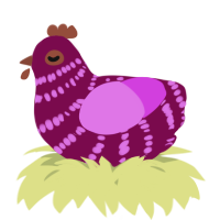 A wine and orchid chicken with a bar pattern