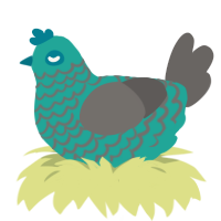 GetInto Hypnosis Mic, a turquoise and grey chicken with a lace pattern