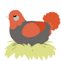 A grey and vermilion chicken with a head pattern