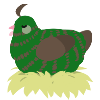 A leaf and bark chicken with a bar pattern