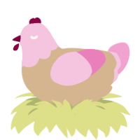 A beige and pink chicken with a head pattern