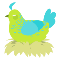 A lime and aqua chicken with a half-lace pattern