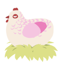A cream and pink chicken with a half-lace pattern