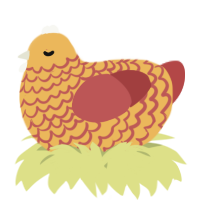 A honey and red chicken with a lace pattern