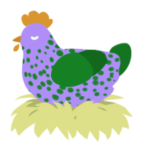 A lilac and leaf chicken with a speckle pattern
