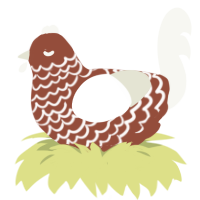 A russet and white chicken with a lace pattern