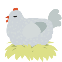 A mist and silver chicken with a speckle pattern