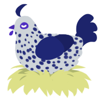 (unnamed), a mist and navy chicken with a speckle pattern