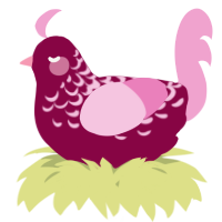 A maroon and pink chicken with a half-lace pattern