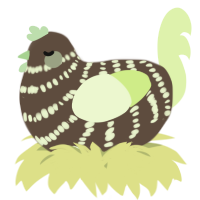 A bark and apple chicken with a bar pattern