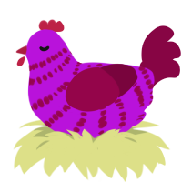 Big Night Out, a amethyst and maroon chicken with a bar pattern