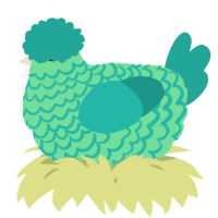 A spring and turquoise chicken with a lace pattern