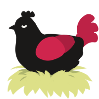Crims, a sable and crimson chicken