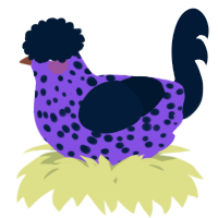 A blurple and tumblr chicken with a speckle pattern