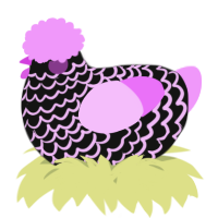 A black and lavender chicken with a lace pattern