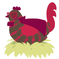 A bark and crimson chicken with a bar pattern