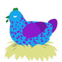 Sour Candy, a sky and violet chicken with a speckle pattern