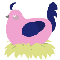 A pink and navy chicken