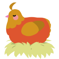 A vermilion and ochre chicken with a head pattern
