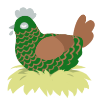 A leaf and brown chicken with a lace pattern