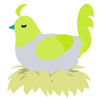 A mist and lime chicken with a head pattern