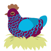 A wine and cerulean chicken with a lace pattern