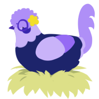 A navy and lilac chicken with a head pattern