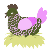 Olivier, a olive and lavender chicken with a lace pattern