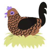 A brown and sable chicken with a lace pattern