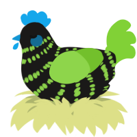 A sable and grass chicken with a bar pattern