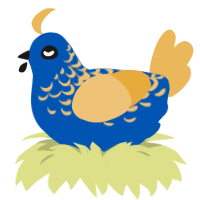 Zeppelin, a ultramarine and honey chicken with a half-lace pattern