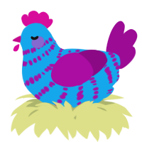 A sky and plum chicken with a bar pattern