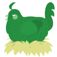 A viridian chicken with a lace pattern