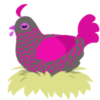 Highlighter, a grey and fuchsia chicken with a lace pattern