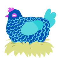 A ultramarine and aqua chicken with a lace pattern