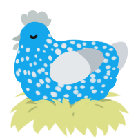 A sky and mist chicken with a speckle pattern