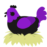 A sable and violet chicken with a head pattern