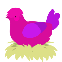 A fuchsia and amethyst chicken
