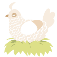 A cream chicken with a lace pattern
