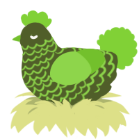 A olive and grass chicken with a lace pattern