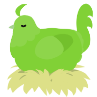 A grass chicken with a head pattern